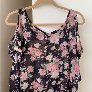 Floral Black Millau high/low tank